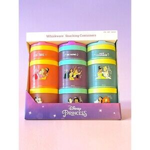 Disney Princess Whiskware Stackable Snack Containers 3-Pack Kids Toddlers New